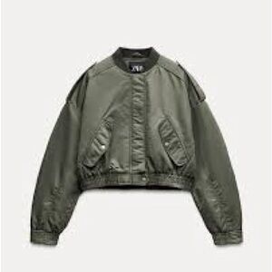 Zara Dark Green Bomber Jacket